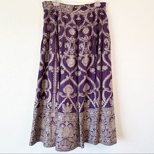Soft Surroundings Purple and Gold Maxi Skirt, L